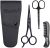 Beard Scissors/Nose Scissors /Mustache Comb Multi Functions Grooming Kit Gift Set Beard Trim Scissor Kit Trimming Nasal Hair for Men with Storage Bag (Black)
